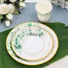 Vaisselle jetable vert sauge vaisselle jetable tropique verdure fête assiette en papier mariage anniversaire décoration Jungle Safari thème fête Decorvaiduryd