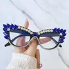 Sunglasses Sunglasses Mosengkw 2024 Cat Eye Diamond Handmade Shining Luxury Ins Fashion For Women