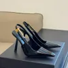 Klasik Patent Deri Toka Slingback Elbise Ayakkabı Tasarımcı Kadınlar Seksi Stiletto Topuklu Akşam Partisi Sandalet 10.5cm Boyutlar 35-42
