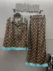 Women's Sleep Lounge Designer 2024 Full Print Small Dragon Silk Crepe Homewear Collar Cuff Edge Stitching Design Pyjamas Set for Women Pyjamas O57W