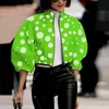 Kobiety Polka Dot Wzorka Krótka kurtka High Street Turtleeck Styl Flowis Flower Jackets Fashion Lantern Rękaw