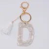 TASSEL Akryl 26 English Letter Keychain Fashion White Pattern Key Chain Initial Alphabet Pendant Gift for Friends Women306Z