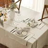 100% 순수한 린넨 단색 테이블 커버 내 자연 직물 식탁보 부엌 식당 파티 휴일 탁상 장식 240113