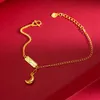 Kadınlar için gerçek 18k altın bükülmüş zincir bileklik saf ayarlanabilir ofis kenevir zinciri kadınlar için güzel mücevher hediyesi240115