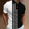 Fashion Polo Shirt For Men 3d Stripe TShirt Tops Summer Short Sleeve High Quality Shirts Black Tees Casual Male Clothes XL 240115