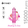 Hifancy Star 15000 Puffs Bar 0% 2% 5% Malha Bobina Cigarro Eletrônico Puff Caneta Vape Descartável 650mAh Vapers Recarregáveis 26ml Carrinhos Pré-carregados Pods Crystal Vape