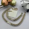 Heavy Industry Double Layer Pearl Geometry Inlaid Diamond Necklace Double Rowed Bracelet Neckchain Luxury Celebrity Female Jewelry Sets Engagement Wedding