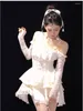 Party Dresses Girl Lace White Kawaii Lolita Dress Woman Cascading Ruffl Long Sleeve Fairy Straps Birthday Quinceanera