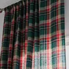 Świąteczne zasłonę okna Red Green Plaid Cotton and Line Curtains American Retro Country Style Style Curtains for Kitchen 240115