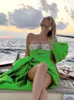 Sıradan Elbiseler 2024 Yaz Plaj Tatil Elbise Kadın Seksi Spagetti Kayışları Döktü Düğün Konuk Partisi Vestidos