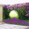 Tapisserie esthétique, clôture de fleurs de printemps, mur de plantes roses, fenêtre de jardin, paysage naturel, décoration de la maison