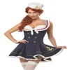 WHWH Vrouwen Halloween Sexy Nautische Marine Sailor Pin Up Streep Cosplay Kostuum Mini Jurk Fancy Dress Met Hoed Maat M XL253J