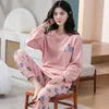 Pajamas Ladies Spring Autumn Long Sleeve Polyester Cotton Women's and Winter Large Size Casual Homewear Set 240115