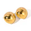 Dangle Earrings ALLME Chic 18K Gold PVD Plated Titanium Steel Anti Tarnish Metallic Round Ball Hemisphere Drop For Women Man Unisex