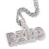 Hip Hop Custom Name Baguette Letter Pendant Necklace With Rope Chain Gold Silver Bling Zirconia Men Halsband smycken263k