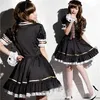 Shanghai Story Japanese Sweet Maid Dress Cosplay Maid Costume cute Lolita Apron Dress Set Service Costume Black220Y
