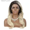 Synthetic Wigs kalyss Synthetic Lace Front Wigs for Women Pink Blue Lace Front Wigs with Baby Hair Long Curly Wavy Side Part Heat Resistant Q240115