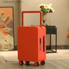 Resväskor modebredd dr-bar bagage universal hjulljus lyx 20 24 tum boarding väska snygg vagn resväska manlig och kvinnlig Q240115