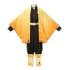 Anime démon tueur Kimetsu No Yaiba Agatsuma Zenitsu uniforme Cosplay Costume Kimono cape perruque Y0903225Q