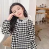 Girl Dresses Baby Girls Clothes Kids Classic Black And White Plaid Lace Lapel Shift Dress