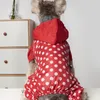 Abbigliamento per cani Abbigliamento impermeabile per animali domestici Tuta con cappuccio per esterni Cani Giacca impermeabile Cappotto antipioggia a pois per gatti Forniture di abbigliamento