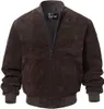 FLAVOR Men's Leather Baseball Bomber Jacket Vintage Suede Pigskin