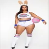 Space Lola Bunny Rabbit Cosplay Kostüm Jam Kostüme Damen Mädchen Halloween Party Kleidung Tops Shorts Outfit Set Y09132462