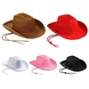 Berets Vintage Wedding Cowboy Hat Western Style Large Brim Hats Fedora Felt Jazz Accessory Wide Curve Dropship