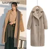 Maxmaras Coat Teddy Bear Womens Cashmere Coats ull vinter 2024 koreansk high end nytt lammhår mid längd päls förtjockad och miljömässig f