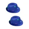 Ball Caps 2pcs LED Luminous Jazz Hat Stage Props Flash Hats With Glitter Sequins Decor For Party (Blue)