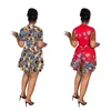 Kadınların Takipleri Gotoola 2024 Moda Giyim Retro Kayış Baskı Kısa Kol Derin V Üst Elastik Şortlar İki Parçalı Set