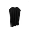 Vestidos de festa xitao preto casual camiseta vestido personalidade solta zíper emenda bat asa manga verão rua na moda mulheres wld11291