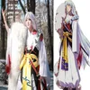 New Japanese Anime InuYasha Sesshoumaru Cosplay Costume Kimono Armor Tail Full Set Carnival Halloween Costumes for Women Men Custo3157