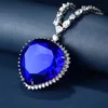 Titanic Heart of the Ocean Necklace Dark Blue Heart Pendant for Women Fashion Jewelry Lover Par Valentine's Day Birthday G282C