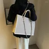 Evening Bags Casual Women Canvas Handbags High Quality Ladies Chain Large Capacity Shoulder Fashion Female Tote Messenger For