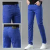Мужские спортивные костюмы дизайнерские брендовые синие джинсы Slim Fit Маленькие прямые эластичные повседневные весенне-летние новые хлопковые эластичные брюки европейского цвета M59R