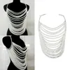 Handmade women's body chain Camissol imitation pearl crystal bead vest with hollow mesh top body jewelry section 240115