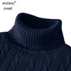 Autum Winter Warm Turtleneck Sweater Men's Casual Rollneck Knitted Pullover Keep Warm Men Jumper Knit Woolen Sweater 240115