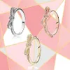 Klusterringar 2021 modetrend 100% S925 Sterling Silver Real Rose Gold 3 Colors Bow Ring Original DIY smycken lämplig för Wome2962