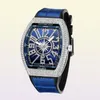 Polshorloges kijken Men039S Frank Wine Bucket Grote Dial Starry Belt Yacht Diamond Retro Creative Watches7402130