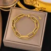 Länkarmband på handen överdrivna tjocka kedjor titanstålhänge armband gyllene kuban för kvinnor mode smycken