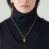 Joolim ювелирные изделия высокого класса PVD оптовая продажа модная простая подвеска в виде гриба стильное ожерелье из нержавеющей стали для женщин 240115