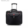 Suitcases Brand Trolley Suitcase On Wheels 16 -tums lösenord Datorväska Oxford Business Rolling Bagage Travel Boarding Suitcase Q240115