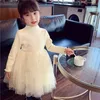 Girl Dresses Wedding Dot Dress Girls' Holiday Birthday Party Princess Communion Ball Long Sleeve Infant Vintage Lace Voile Skirt