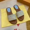 Designer sandálias planas chinelos de luxo bordar sandália moda flip flop carta chinelo para mulheres verão praia slide sapatos de salto baixo