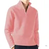 Mäns västar tröjor för män Fashion Pullover Quarter Zipper Casual Mock Neck Ribbed Sticked Long Sleeve Tops