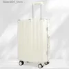 Valises Bagage multifonctionnel en aluminium avec porte-gobelet USB, boîtier de chariot, femme 20 24 26 pouces, valise d'embarquement pour étudiant Q240115