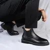 Cowhide męskie buty Chelsea jesienne zima oryginalne skórzane buty wysokiej jakości męskie buty platformowe botki hombre 240115