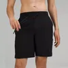 LU-8801 라이너가없는 짧은 5 인용 스웨트 스트링 요가 반바지 남성용 가벼운 스포츠 Quick-Dry Capris 조절 가능한 탄성 훈련 느슨한 바지