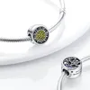 925 Sterling Silver Dangle Charm Women Pärlor Högkvalitativa smycken gåva grossist mode platt rund pärla passform armband diy tuglj